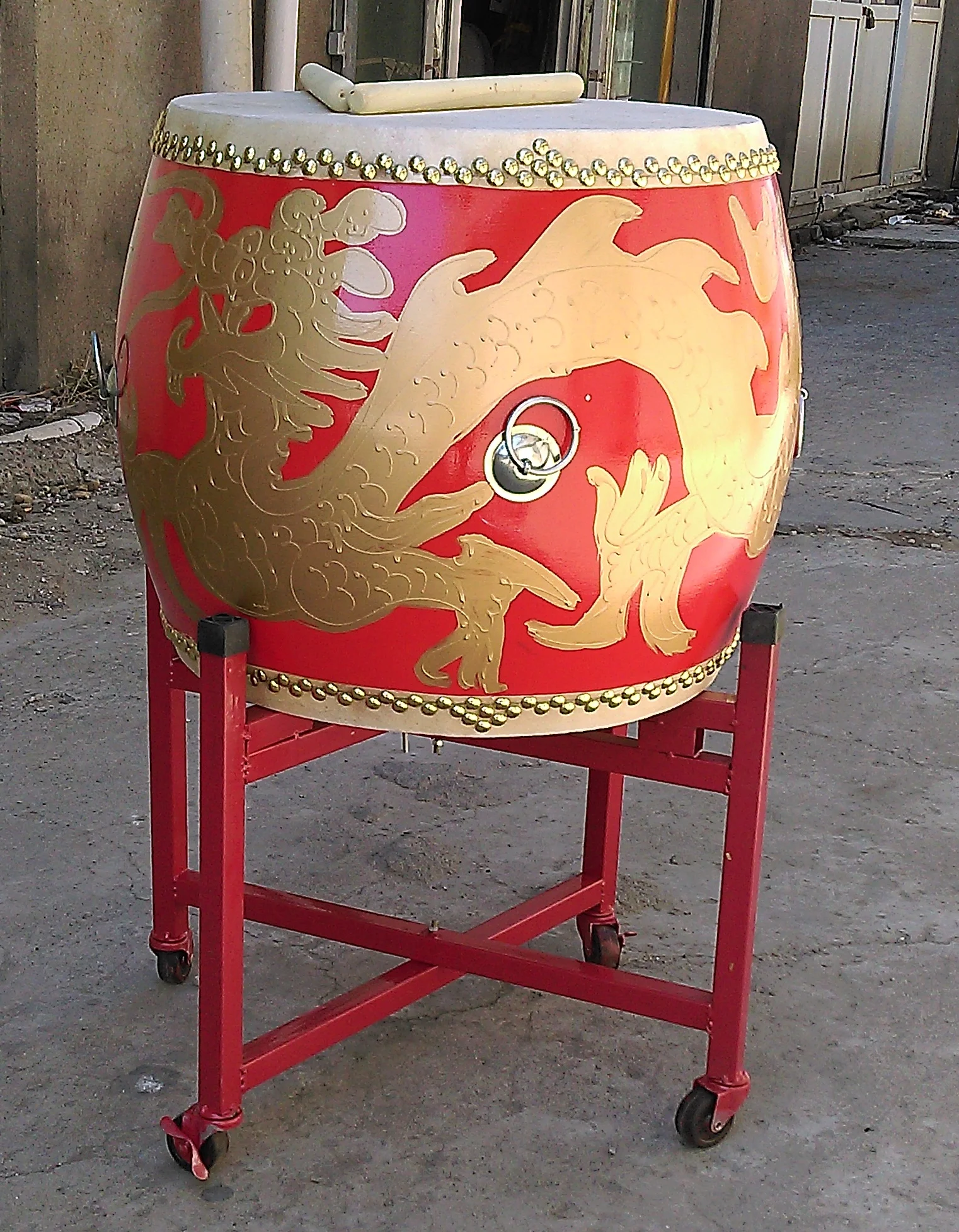 23.6 inch 60cm Red Drum With Drumsticks Chinese Percussion Musical Lion Dance Dragon Dance Musical Game Instruments
