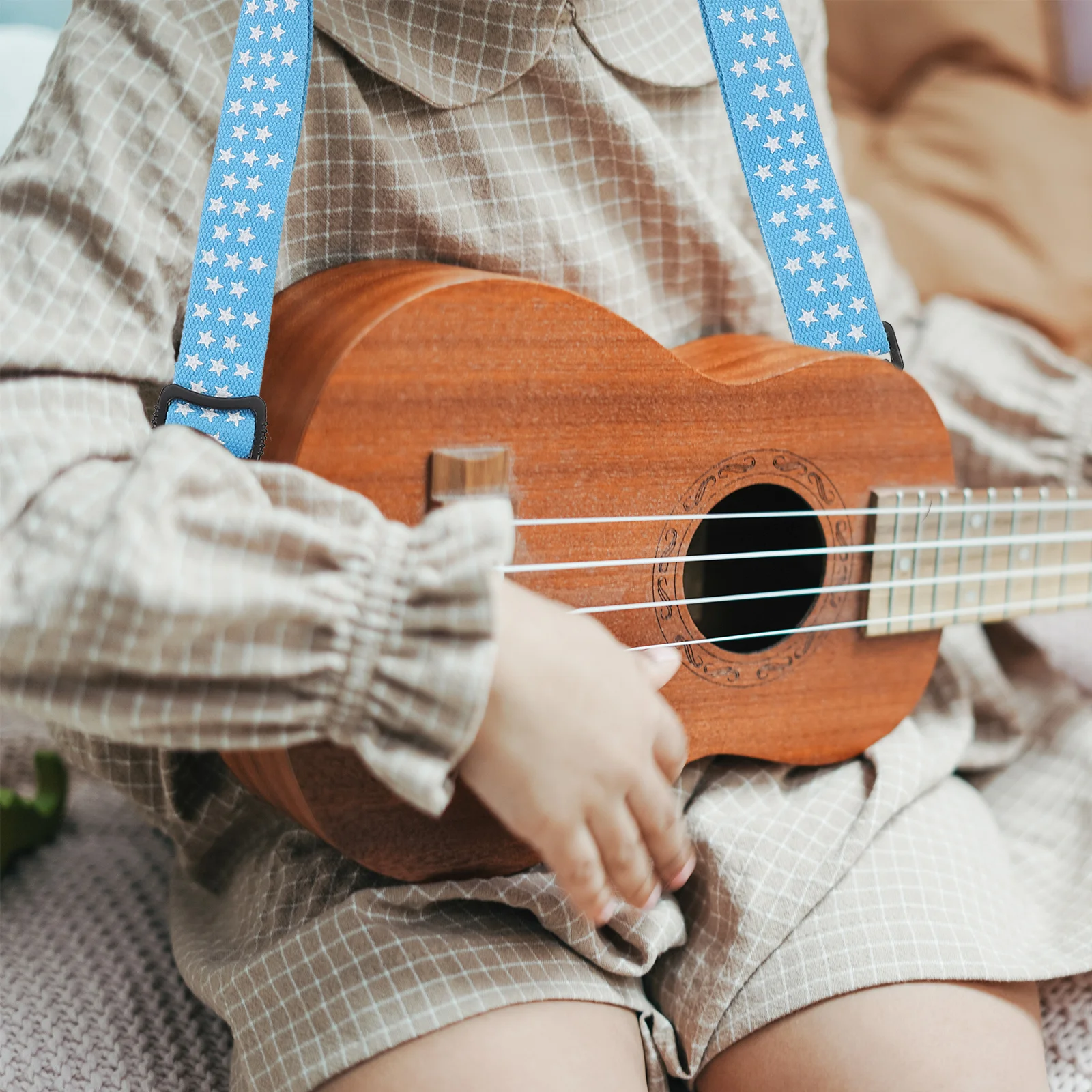 

Head Adjustable Ukulele Strap Strong Cotton Material Comfortable Shoulder Support for Musicians Blue Ukulele Bass Strap