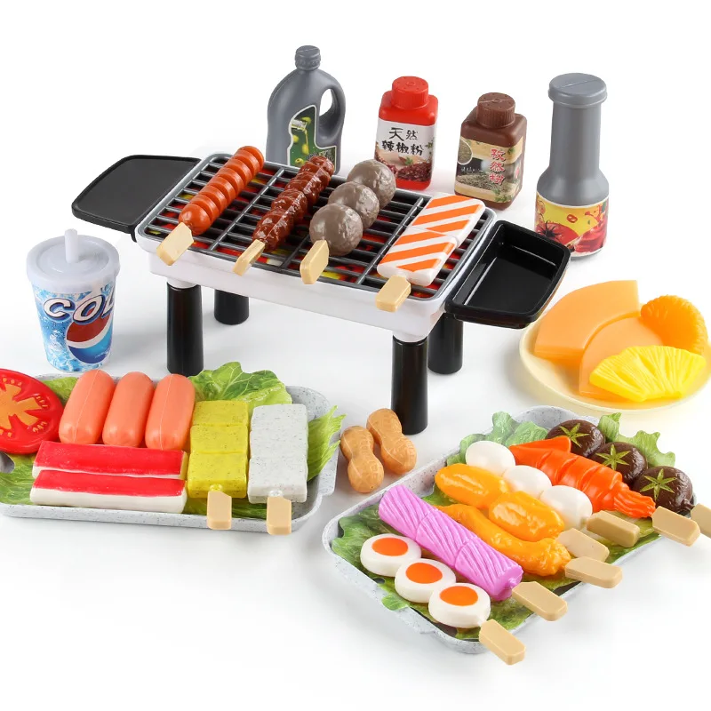หม้อร้อนสำหรับเด็ก88/95/115ชิ้นของเล่นบาร์บีคิวชุดภาชนะพ่อแม่-ลูกแบบโต้ตอบของเล่นเพื่อการศึกษาแบบจำลองห้องครัว