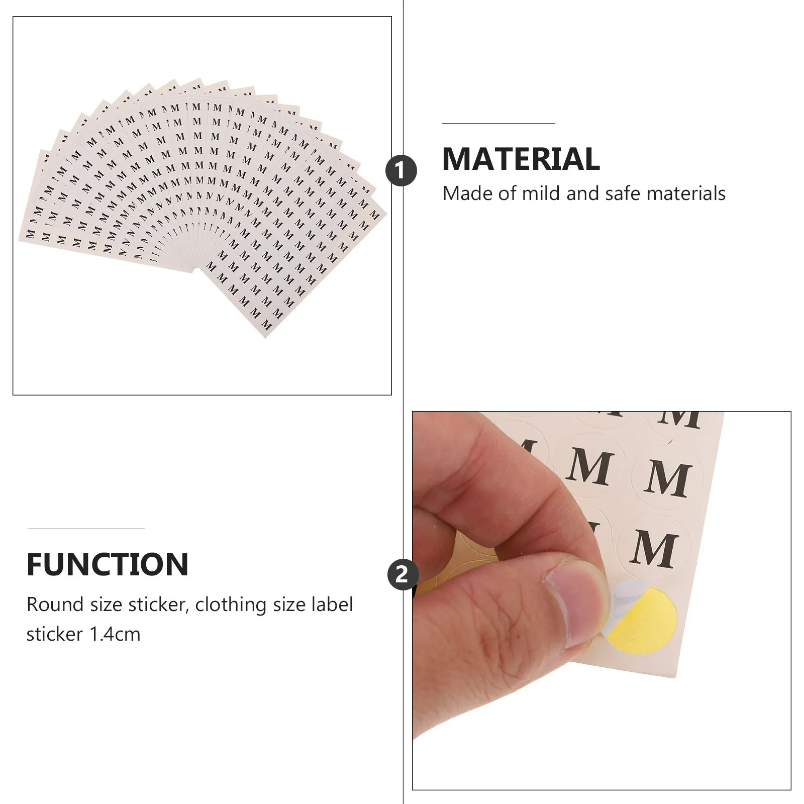 

60 Sheets Self Adhesive Size Labels Round Stickers for Clothing Kids Clothes Tags T shirt Sizes File Folder Labels