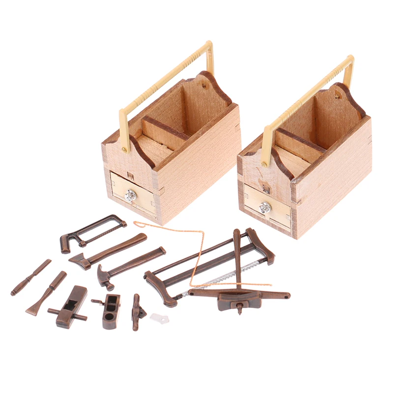 1 Set Mini Reparatur Werkzeuge Simulation Toolbox Modell Spielzeug Für Puppe Haus Dekoration 1/12 Puppenhaus Miniatur Zubehör