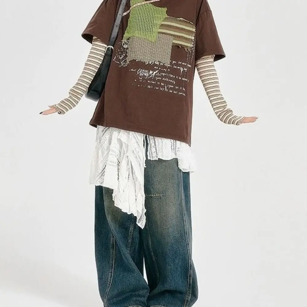 Mode Spitze Up Spitze Rock Hohe Taille Falten Durch Aushöhlen Rock einteiliges Typ Y2K Gebunden Taille Rock frauen