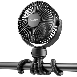 Battery Operated Small Clip on Fan, Detachable 3 Speed Rechargeable 360° Rotate Flexible Tripod Cooling Fan for Car Seat Crib