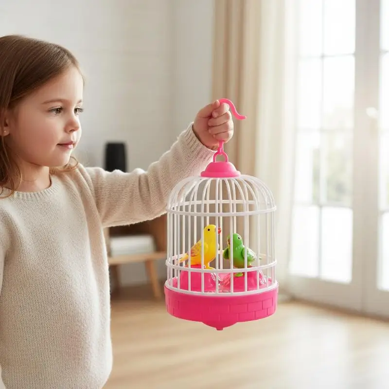 Children's Bird Cage Toys Electric Talking Birds Move Sing Luminous Puzzle Musical Performance Accompany Plastic Toy