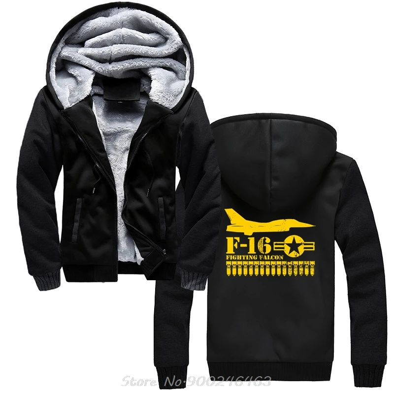 Men Hoodie F 16 Fighting Falcon (distressed) Hoody Funny Print Men Cotton Jacket Zip Up Hoodies Hip Hop Harajuku Winter Coats