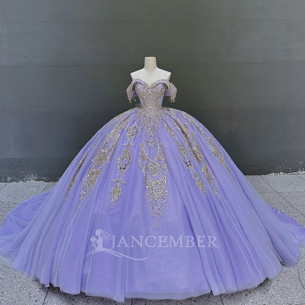 

Женское платье Quinceanera с открытыми плечами по индивидуальному заказу, милое пышное вечернее платье с пайетками, вечернее платье для выпускного вечера, платья de 15 años quinceañeras