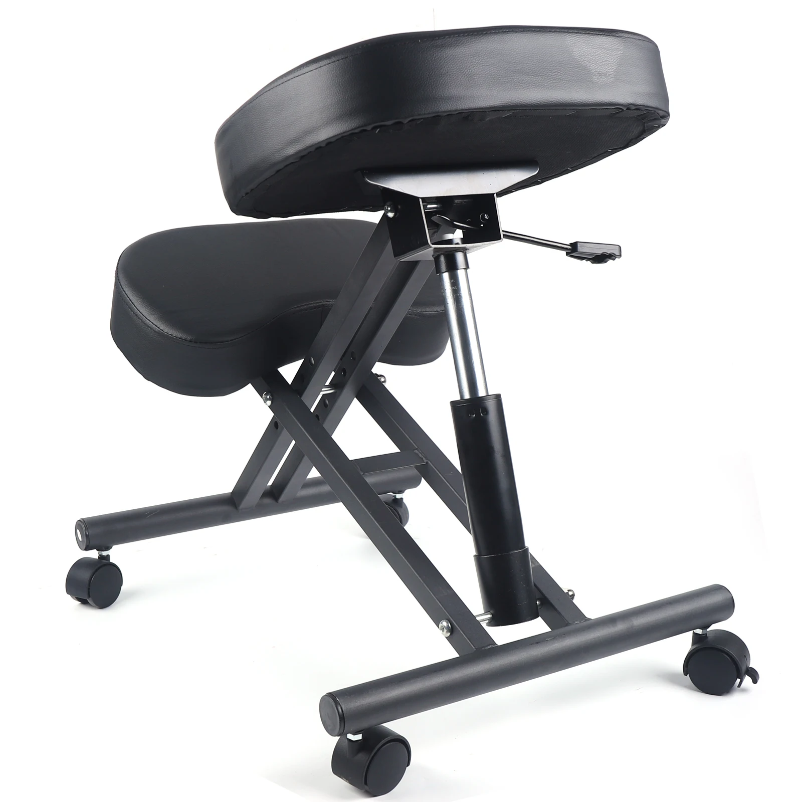 Ergonomic Adjustable Knee Chair - Pneumatic Height, Reduces Stiffness Supports Up to 250 lbs, Stylish Black Design for Any Space