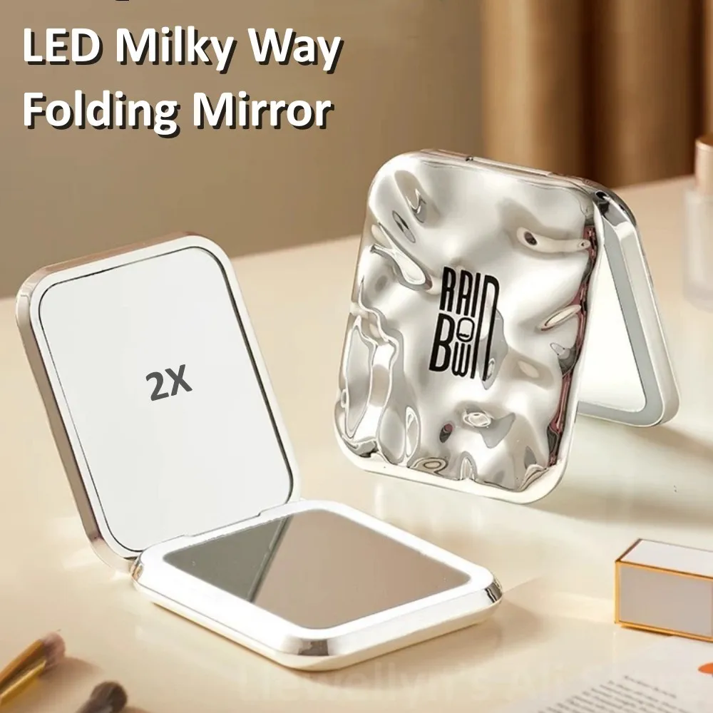 Compact Led Makeup Mirror With Light Folding Handheld Mirror Pocket Portable Travel Cosmetic Vanity Mirrors Gifts for Women