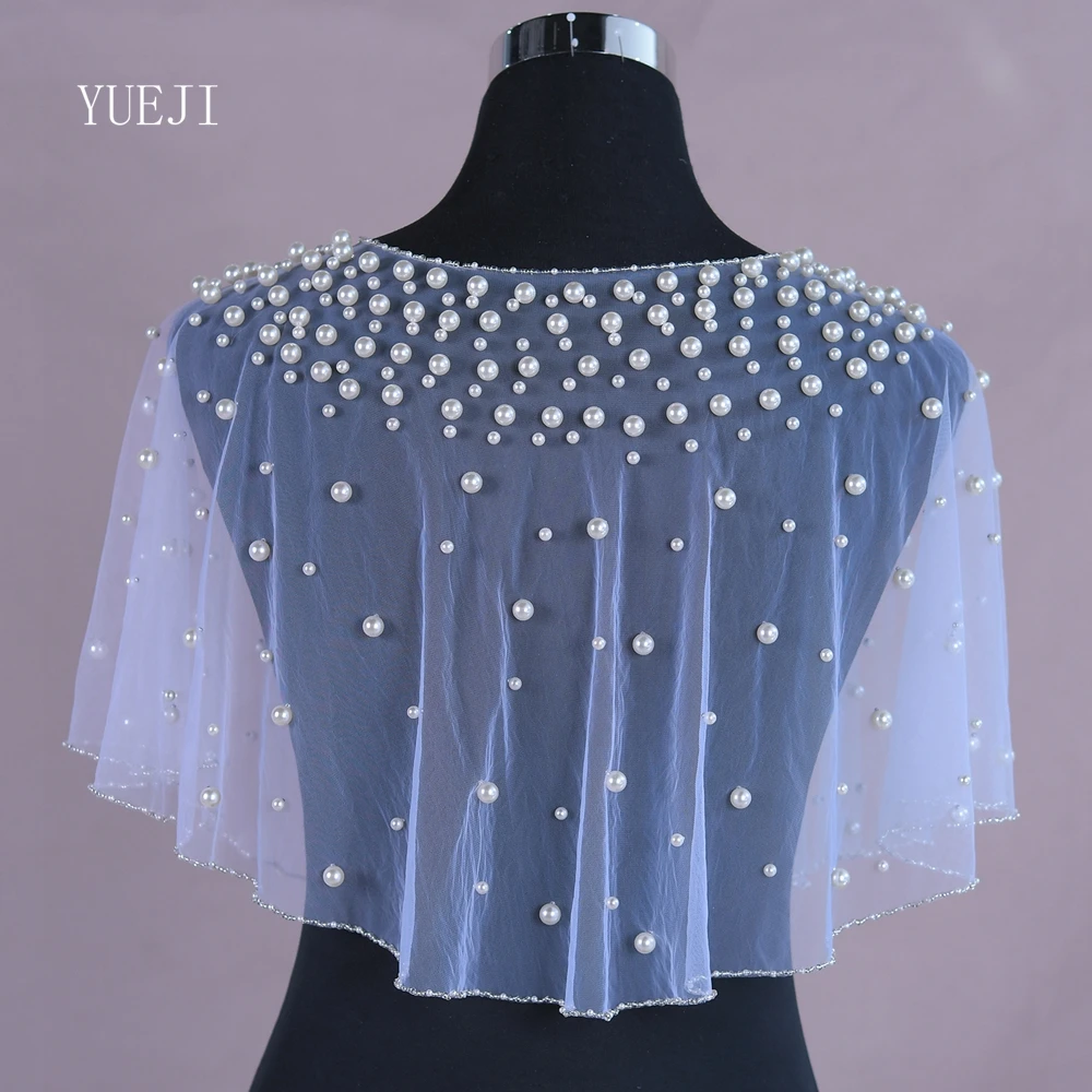 YUEJI-xale nupcial curto pérola para mulheres, mangas destacáveis para noite, vestido de casamento, boleros DIY, casamento, YJG31