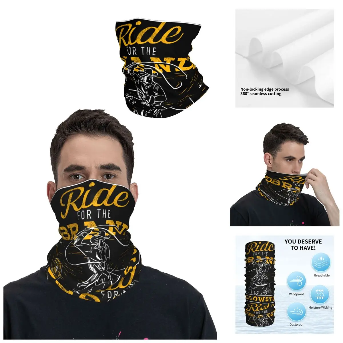 Stalwart Bandana Neck Gaiter Printed Motocross Yellowstone Dutton Ranch Face Mask Running Unisex Adult Winter