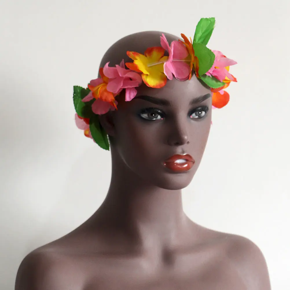 

6Sets Headband Wristbands Set Floral Headdress for Girls Hawaiian Wreath Hair Wreath Flower Garland Photography Props Party