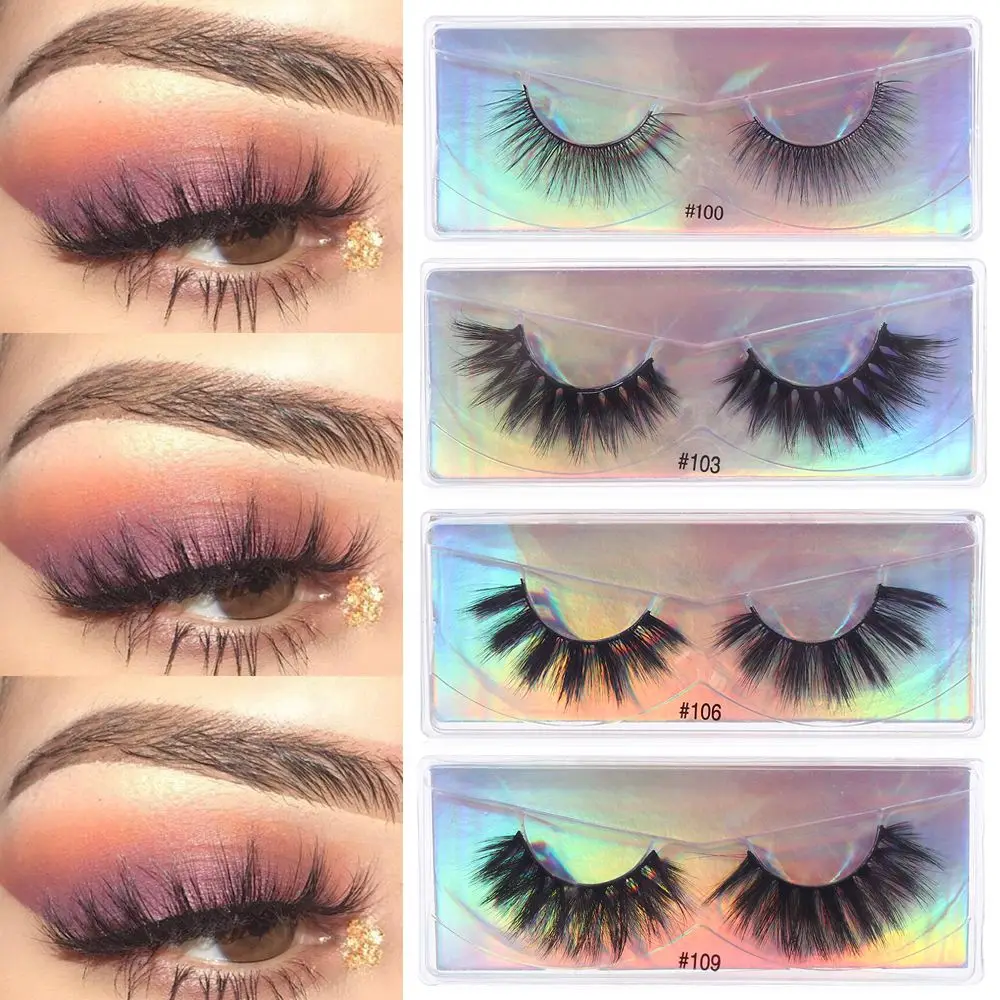 Mink Eyelashes Handmade Lightweight 3D Mink Hair Wispy Fluffy Cross False Eyelashes