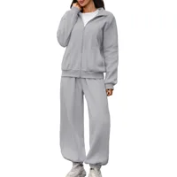 Women's 2 Piece Tracksuit Set Full Zip Lapel Sweatshirt and Jogger Pants Casual Loose Fit Sportswear Lounge Outfits - Image 4