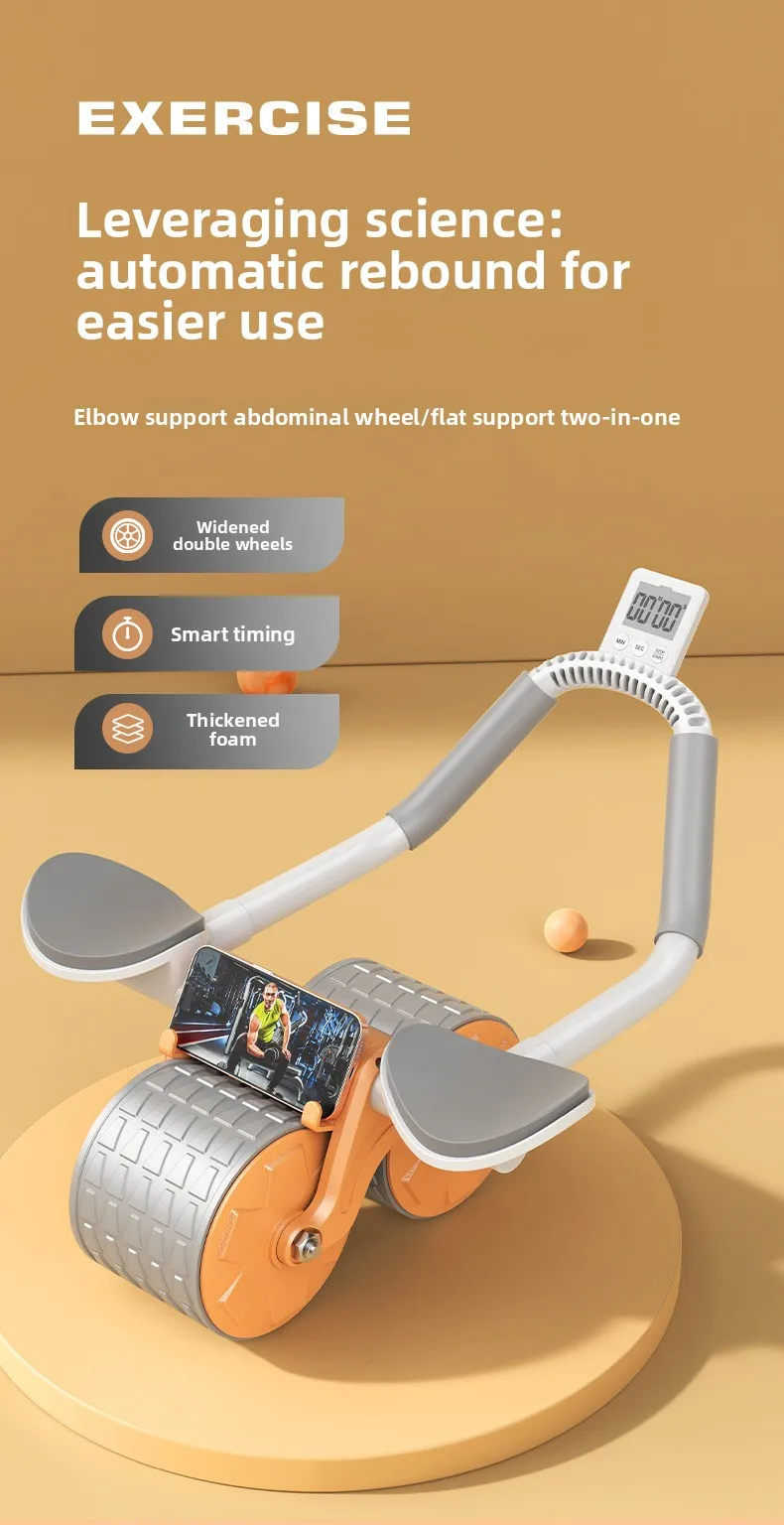 Bauchtrainer mit zwei Rädern, rutschfest, stabil, Fitnessgerät für Zuhause, Bauchformung, Core-Trainer für Anfänger – Detail 1