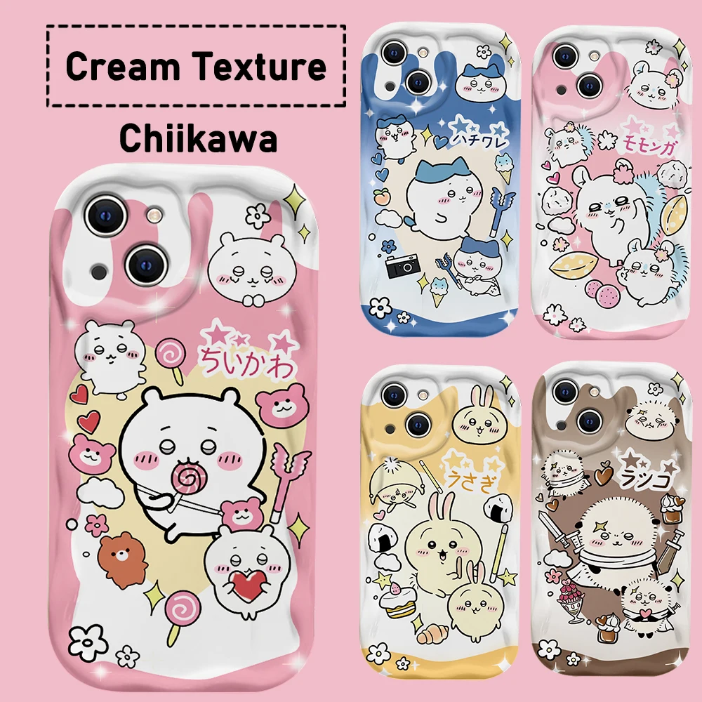 Japan comics Cute 3D Wave Case For iPhone 15 14 13 12 11 Pro Max Mini X XR XSMAX 8 7 6S Plus C-Chiikawas Soft Silicone Cover