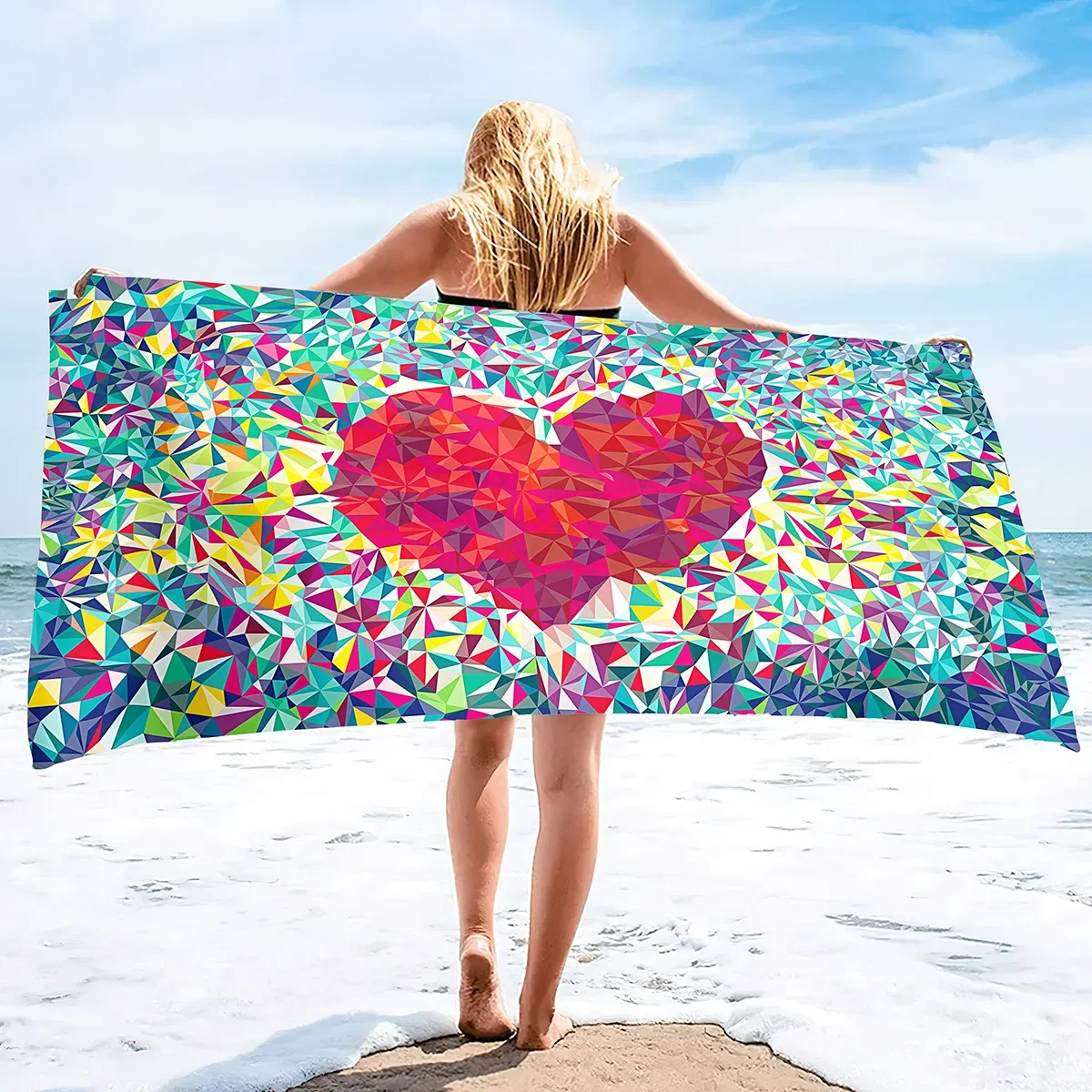 Beach Towel Sand Free Quick Dry Extra Large Lightweight Compact Travel Hawaii Swim Pool Towel Camping for Adults Abstract Heart