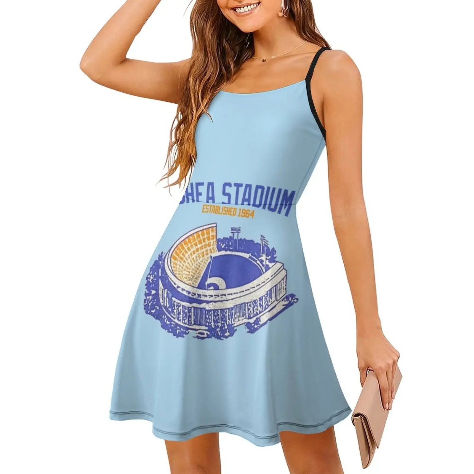 فستان شيا ستاديوم مثير للإجازات للنساء على الشاطئ وحفلات أعياد الميلاد فستان قصير بيسبول ميتس نيويورك ميتس فساتين البيسبول النسائية