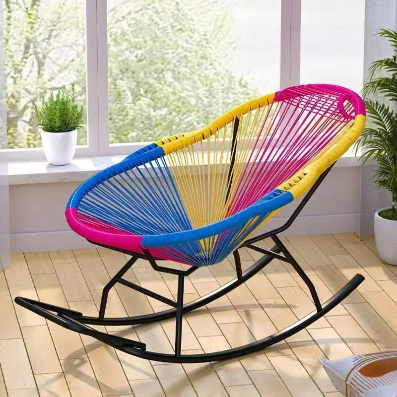 Happy Rocking Elderly Chair Reclining Chair Rattan Balcony Lunch Break Lazy Sofa