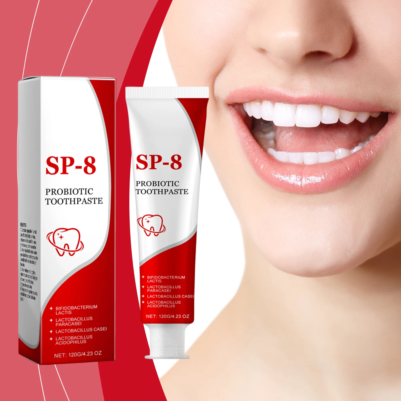 

Probiotic Brightening White Toothpaste Clean Soothing Gums Reduce Dental Plaque Prevention Tooth Caries Fresh Breath Toothpaste