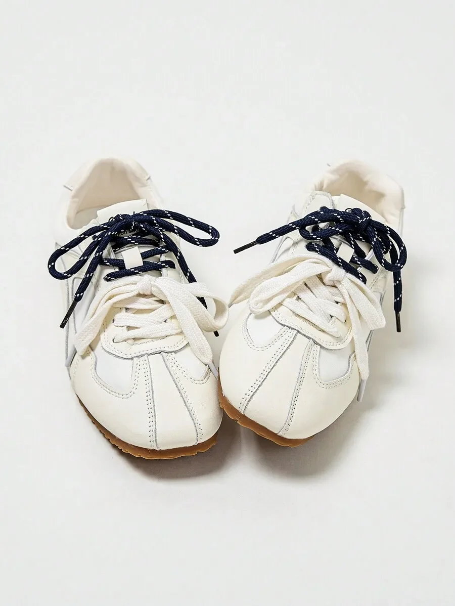 Womens Casual Fashion Sneakers With Flat Rubber Sole Lace-Up Design