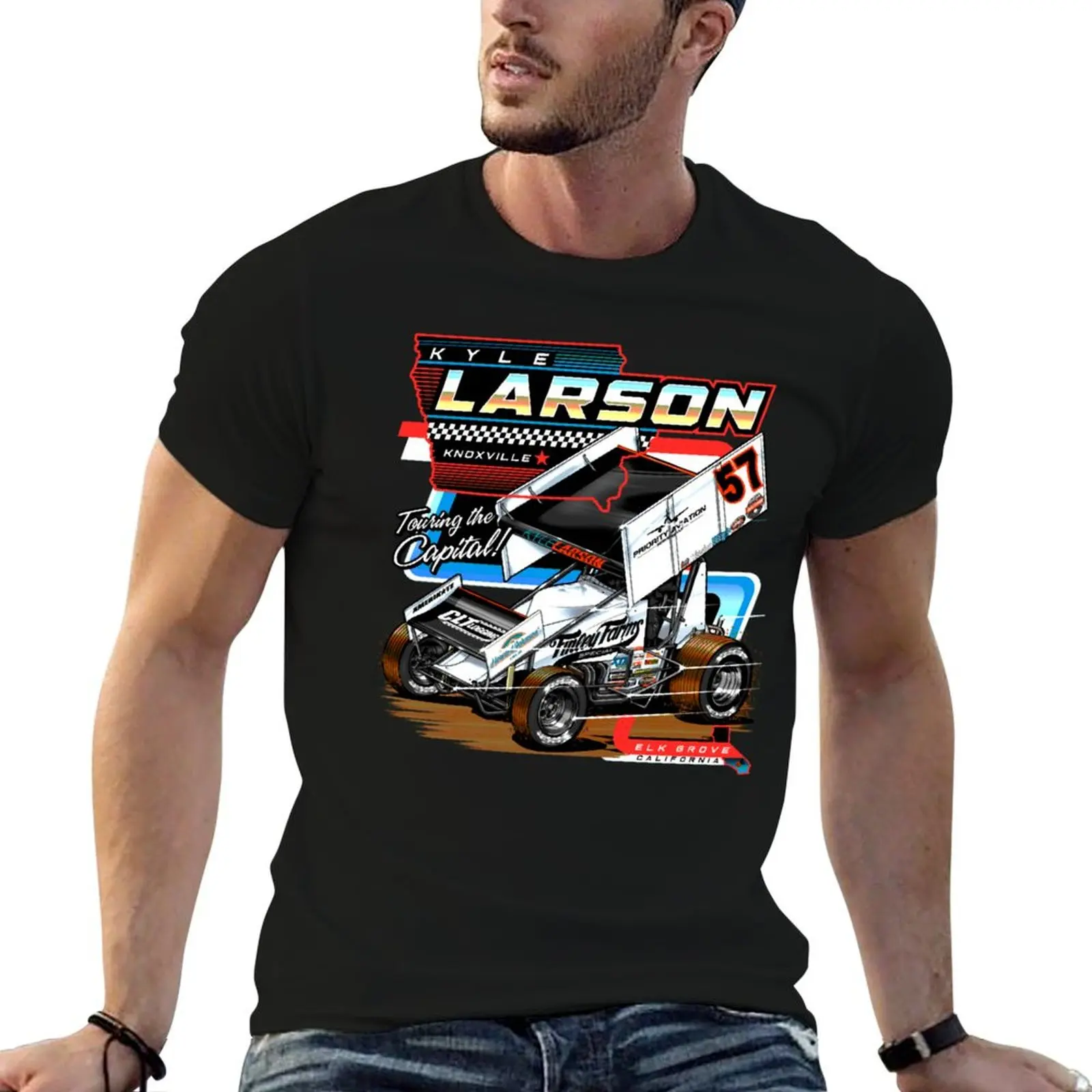 KYLE LARSON Active , Kyle Larson T-Shirt Plus Size Basic Short Sleeve Top