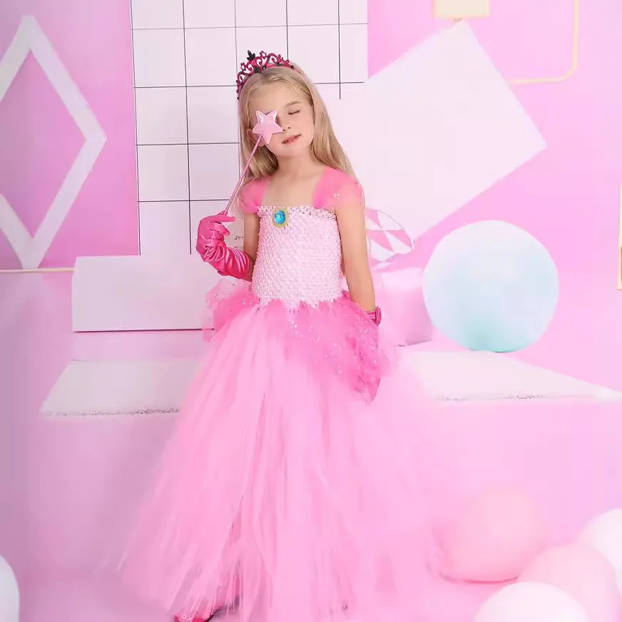 Halloween  A-Line Princess Pink Tutu Dress Fluffy Multi-Layer Tulle Gown Stage Performance Holiday Outfit Formal Party Attire
