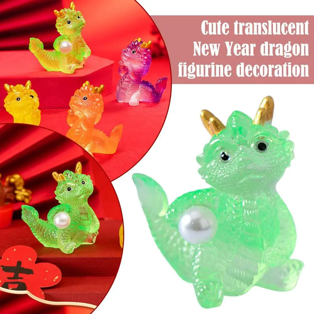 2024 New Year Cute Translucent Dragon Figurine Decoration Landscape Lucky Festival Micro Resin Spring Home Ornament Y5z9