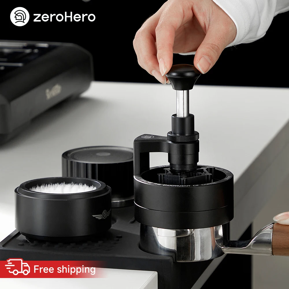 zeroHero Espresso Needle Distributor 58.5mm 13 Pin Spiral Adjustable Magnetic Base for Home Barista Anti Channeling Tools Deluxe