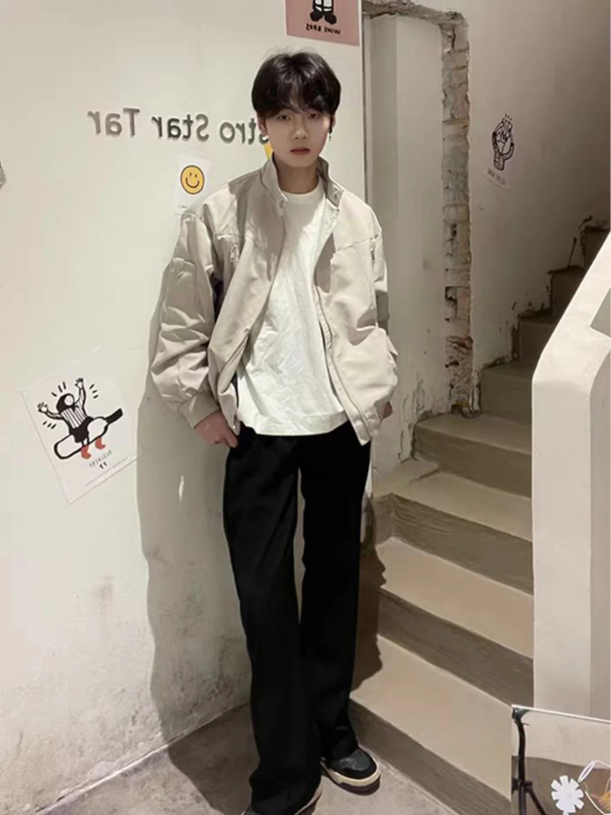 

Свободный крой Pilot Jaet, мужское весенне-осеннее бейсбольное пальто на молнии, винтажное американское рабочее пальто с воротником-стойкой