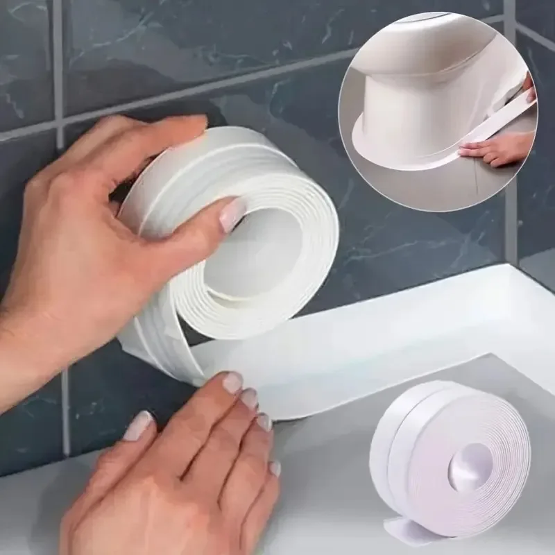 5M Bath Caulk Tape Self Adhesive Oil-Proof Kitchen Sink Edge Corner Wall Sticker Waterproof Toilet Sealing Filling Gaps PVC Tape