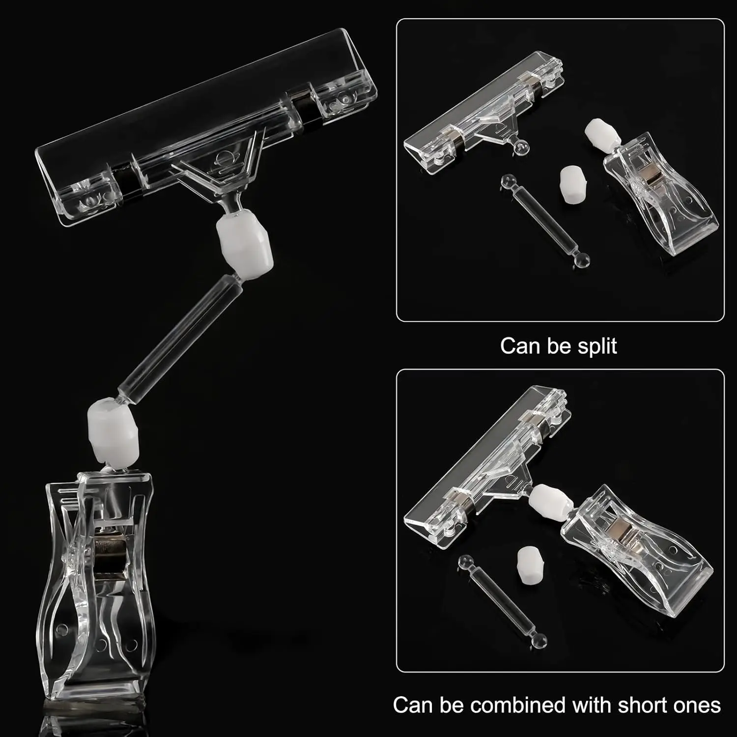 40Pcs Clear Sign Clips For Merchandise Display Double-Headed Magnet Base