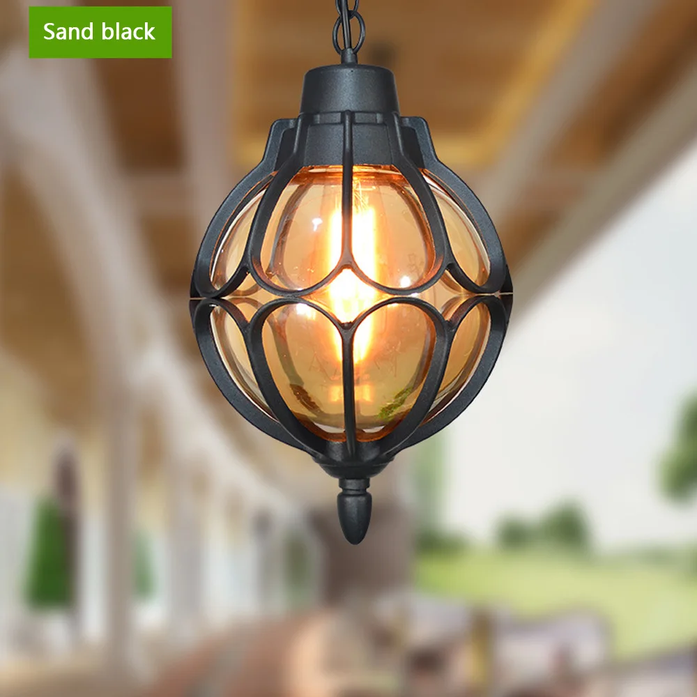 Round Rustproof Pendant Light Vintage Outdoor Rainproof Garden Light Grapevine Corridor Light Balcony Villa Garden Lights