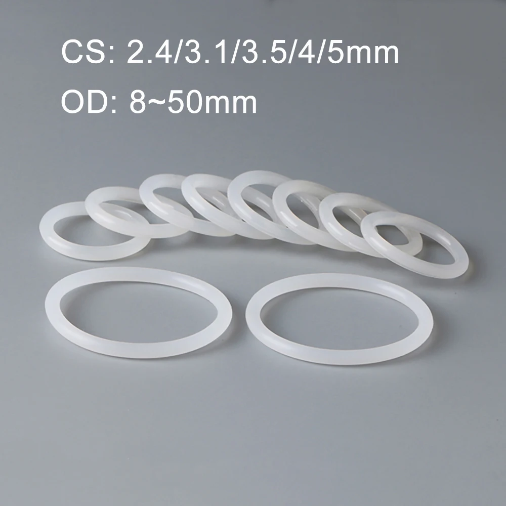 VMQ Silicone O-Ring CS 2.4/3.1/3.5/4/5mm Food Grade Translucent Rubber Seal Ring Heat-Resistant Waterproof Nontoxic OD 8~50mm