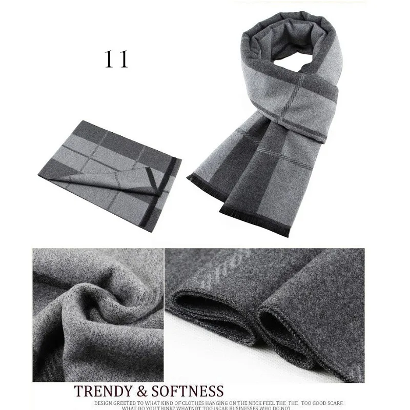 남성 패션 스카프 가을 겨울 격자 무늬 다목적 Neckerchief 따뜻한 격자 상업용 성인 비즈니스 스카프