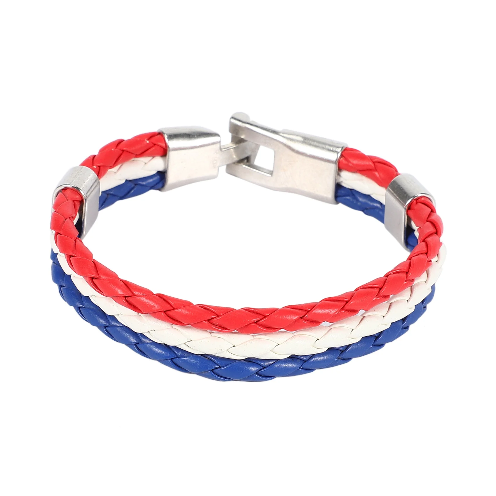 Jewelry Bracelet, France French Flag Bracelet, Alloy, White Red-Blue (Width 14 Mm, Length 20 Cm)