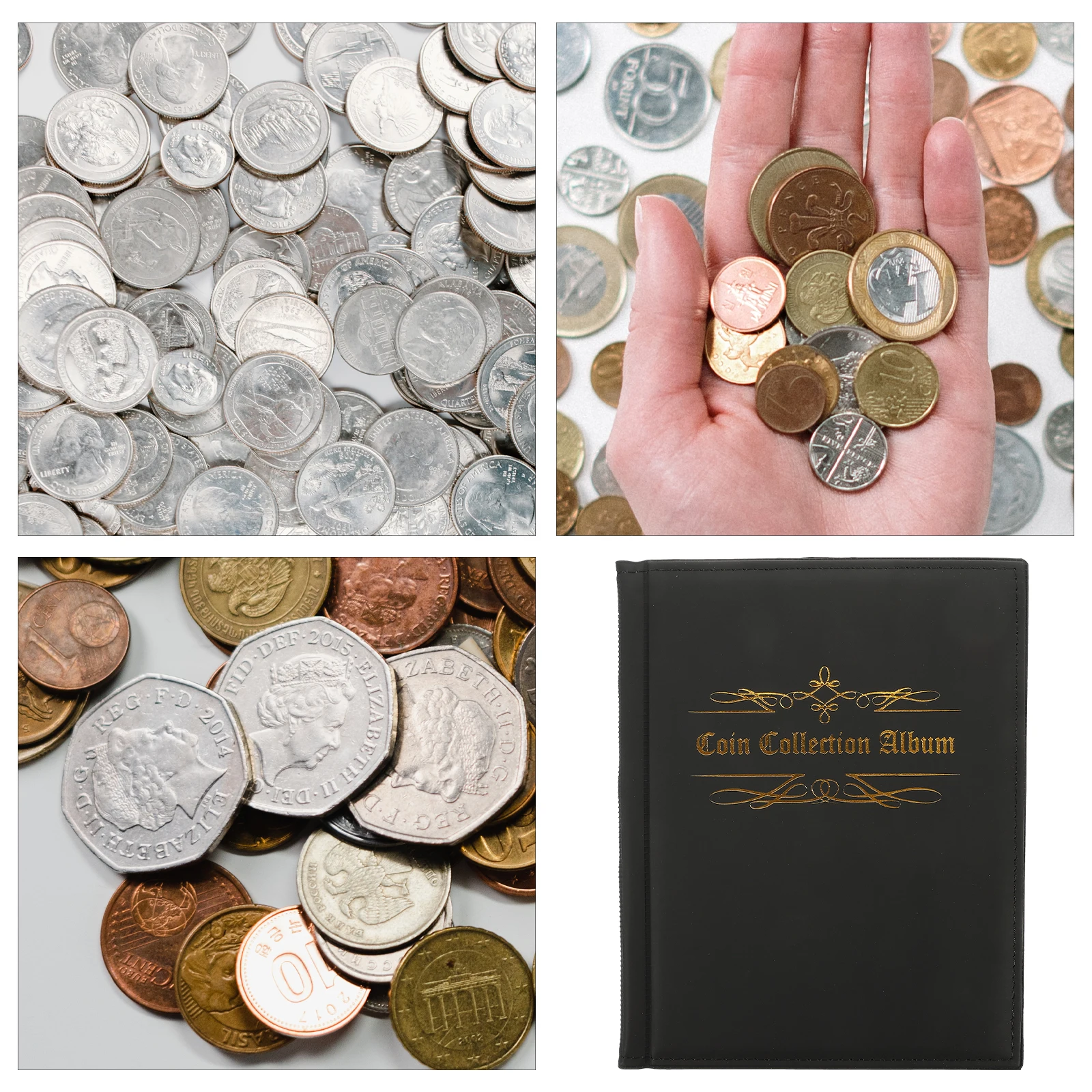 200-Pocket Coin Collection Album Book For Commemorative Coins Storage Organizer Case Pu Dustproof Scratch Resistant