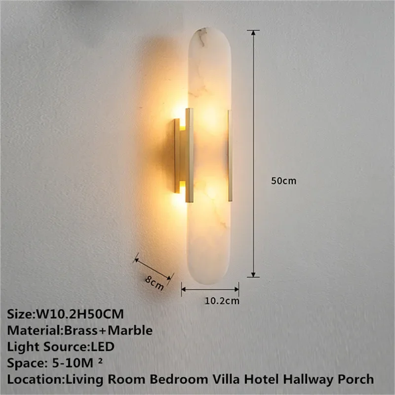 BRIGHT Contemporary Brass Wall Lamp Creativity Marble Living Room Bedroom Study Room Hotel Villa Model Room Hall Way Aisle Light