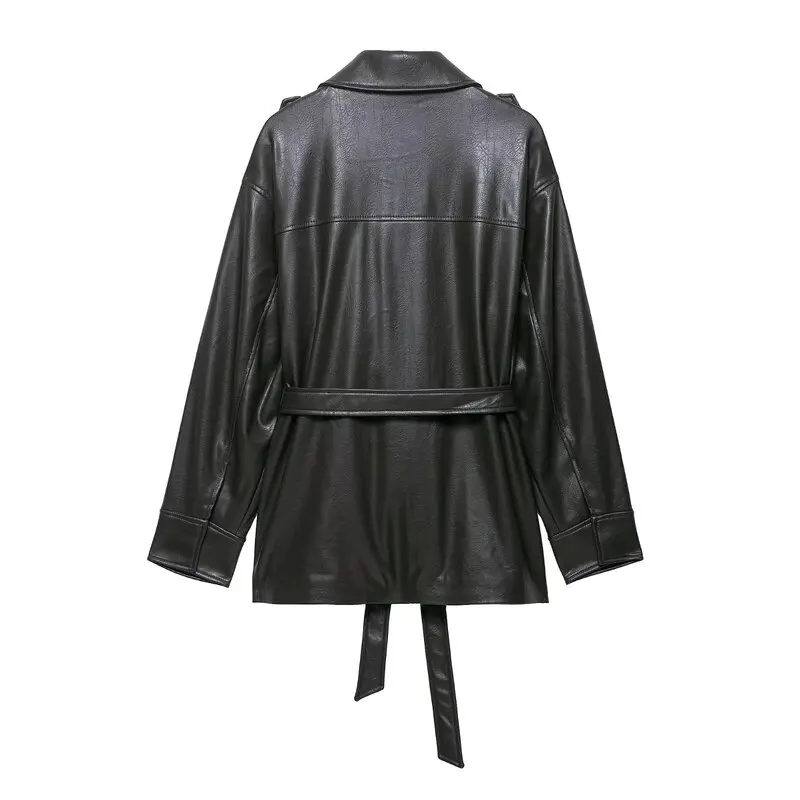 Autunno 2025 Design Sense da donna Versatile ket Decorato in ecopelle Jaet Capispalla Sli Or Cappotto per donna