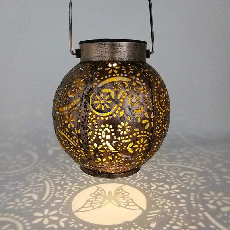 Solar Lanterns Outdoor Solar Garden Lanterns Waterproof, LED Hanging Lanterns with Handle, Decorative Metal Solar Lights