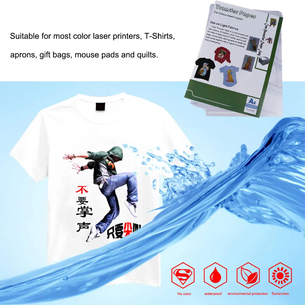 10pcs Transfer Printing Paper No Heat Press Print Paper Realistic Effect​ Strong Adhesion for Light Color Fabrics Cloth