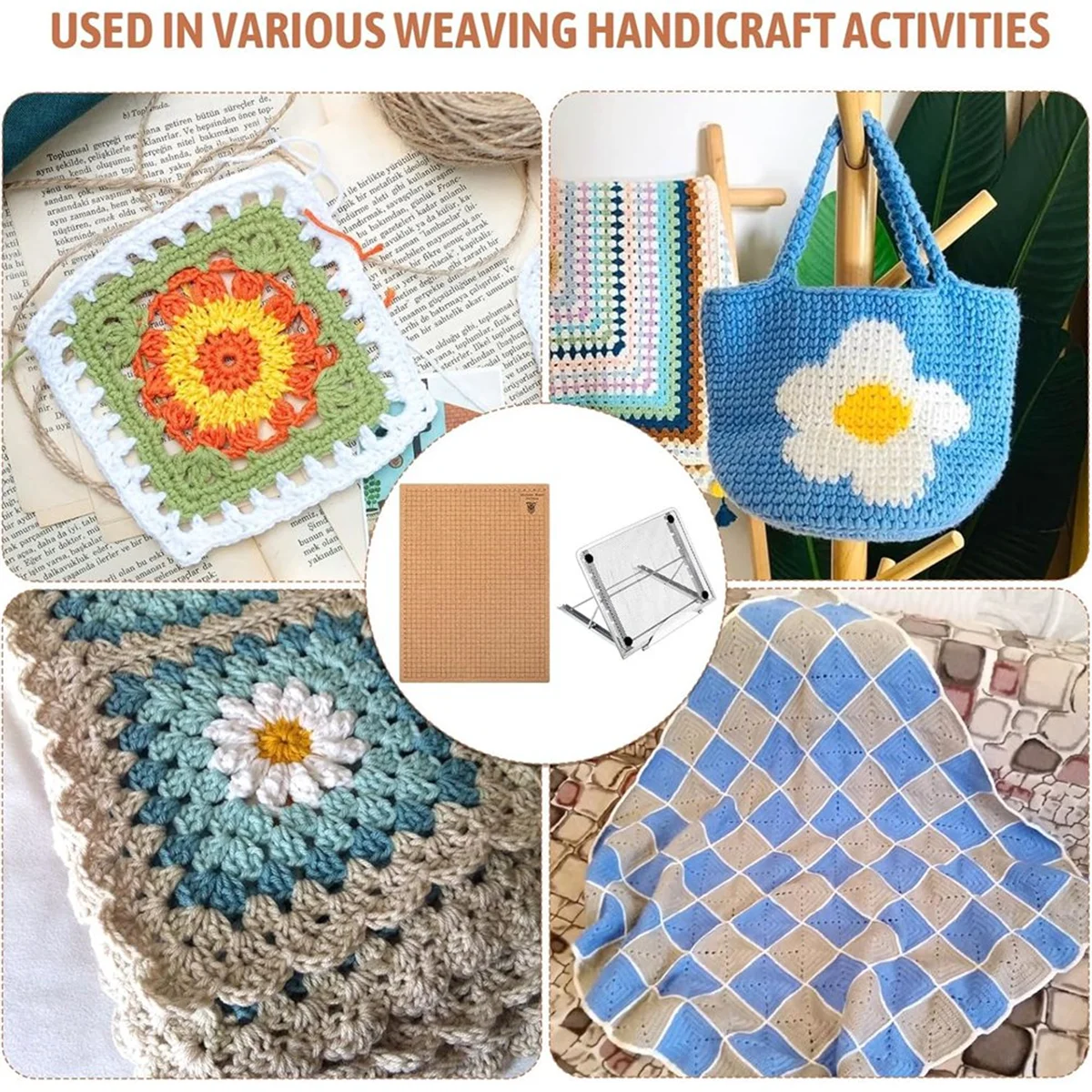2025+104 Pcs Macrame Board, 12x16 Inch Macrame Board and Pins Kit with Metal Adjustable Holder,for Braiding Cording Bracelet