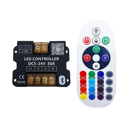 DC5-24V 30A Bluetooth RGB LED Controller With 24 Keys RF Remote, Smart APP Control Dimmer for 5050 2835 RGB LED Strip Light