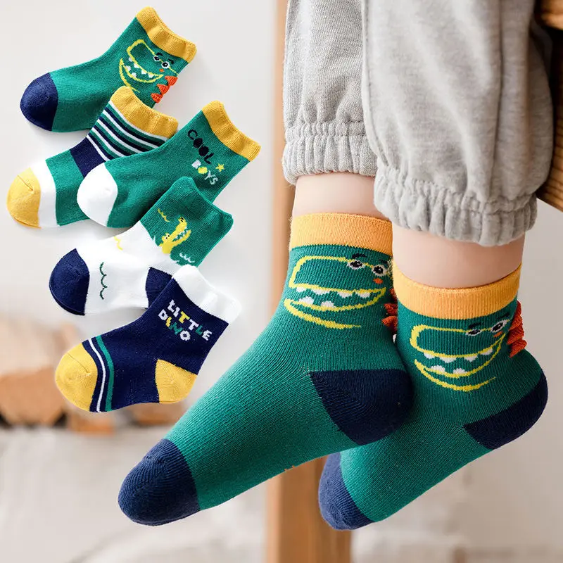 5 Pairs Baby Boy Socks Autumn Winter Warm Cotton 1-12 Years Kids Socks Cute Cartoon Animal Infant Socks Baby Clothes Accessories