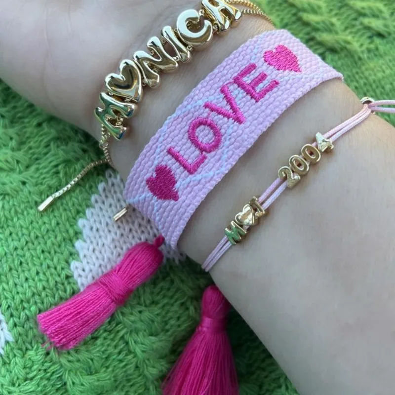 

DIY Bubble Slider Custom Bracelet 18k Gold Plated 26 A-Z Initial Chunky Customized Bubble Letter Bracelet For Women Jewelry Gift