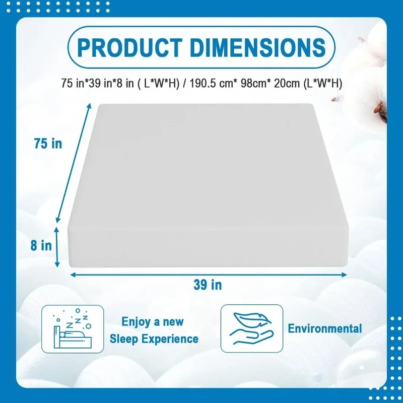 

Gel Memory Foam Hybrid Mattress with Pressure Relief and Cooling Support, Bed-in-a-Box with Removable Soft Cover