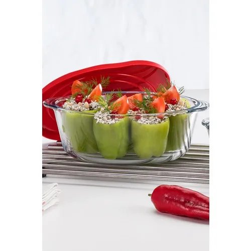 Pasabahce Pyrex Round Pots Red Cap-2100CC