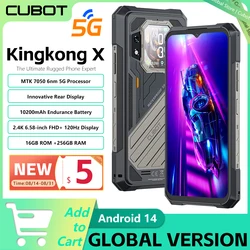 2024 New Rugged Phone CUBOT KINGKONG X 5G 12/16GB RAM+256GB ROM 120Hz Screen Dimensity 7050 10200mAh 100MP 33W NFC Mobile Phone