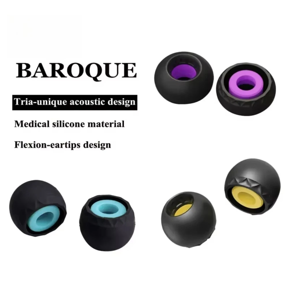 Luxury Hi-Fi Eartips for ELE Baroque Eletech Tria TWS Headphone Earplug for ie900 AZ80 XM5 Medical Silicone Earbuds Case 6 Sizes