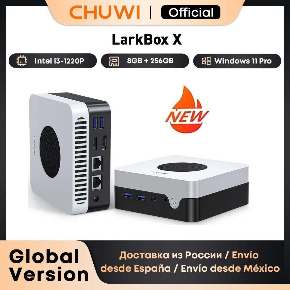 CHUWI LarkBox X Mini PC 8GB RAM 256GB SSD Intel i3-1220P UHD Graphics for 12th Gen Intel Processors WiFi 6 Desktop Computer