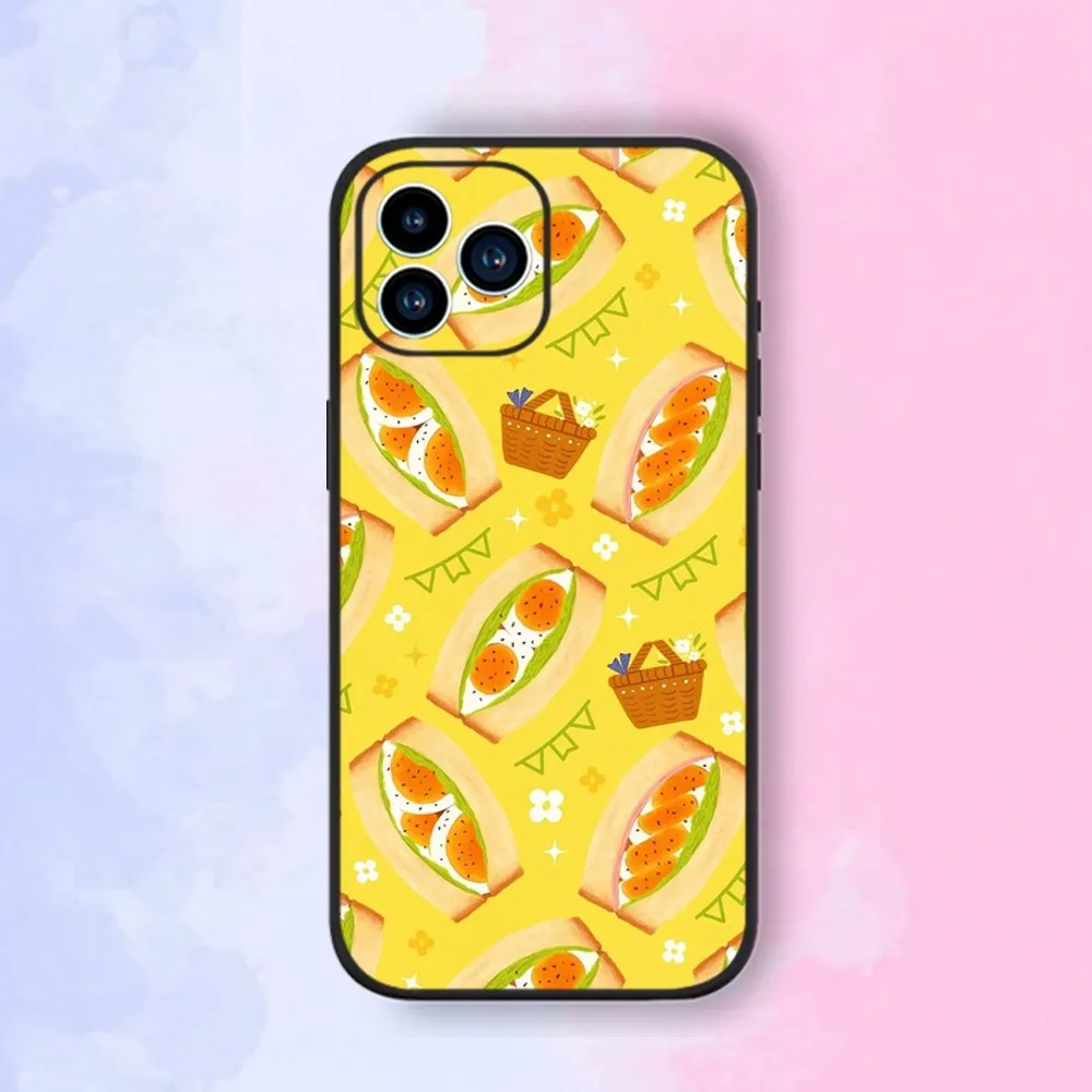 Delicious Sandwich Phone Case For iPhone 15,14,13,12,11,XS,XR,X,8,7,Pro,Max,Plus,mini Silicone Black Cover